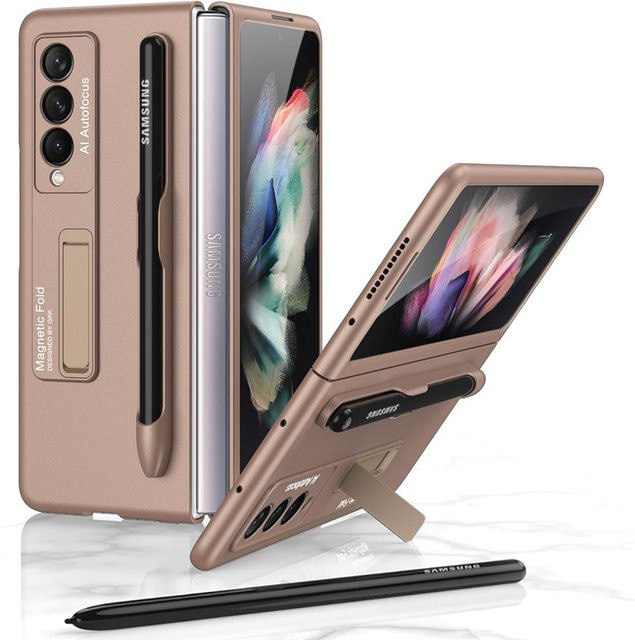 Samsung Galaxy Z Fold 3 5G Schutzhülle mit magnetischer Abdeckung und S-Pen Halterung in Grau - Bild 1
