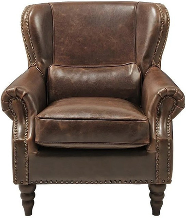 Vente-unique Sessel Edouard in Schokobraun mit gerader Rückenlehne und Rindsleder im Vintage-Look, Breite: 80 cm, Höhe: 90 cm, Tiefe: 85 cm