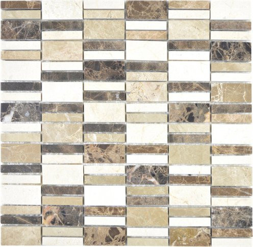 HuH Mosaik Mosaikfliese R2-C3 in Beige und Braun mit Steinoptik, glänzend, B/L: 30 x 30 cm - Bild 1