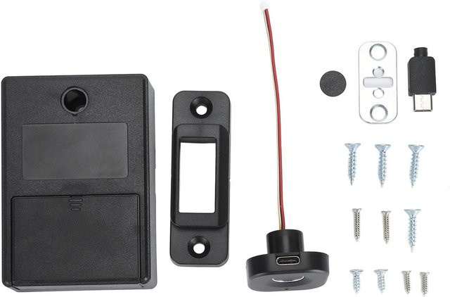 OutsideWorld Biometrisches Fingerabdruck-Schubladenschloss aus Edelstahl in Grau und Schwarz - Bild 1