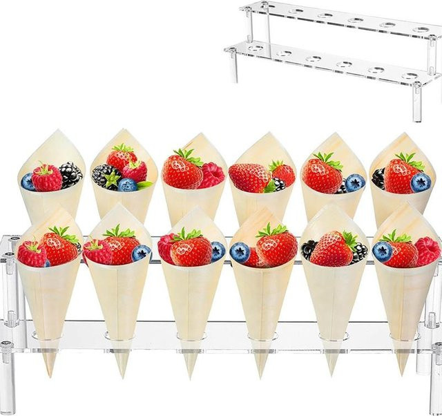 Wisedo Acryl Eistüte Dessert Halter Display-Ständer mit 12 Löchern in Beige - Bild 1