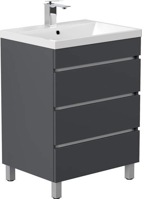 Stand Badmöbel Posseik Fellini 70 SoftClose in Eiche Gold mit drei grifflosen Schubladen - Bild 1