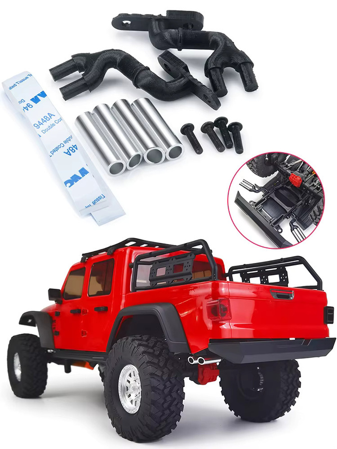 AXSPEED Doppelrohr-Auspuff, RC Crawler Auto Zubehör, Metall, Schwarz - Bild 7