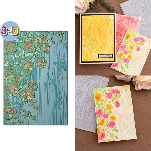 3D-Prägeordner Blühende Rosen in Multicolour für strukturierte Papierarbeiten und Hochzeitskarten - Bild 1