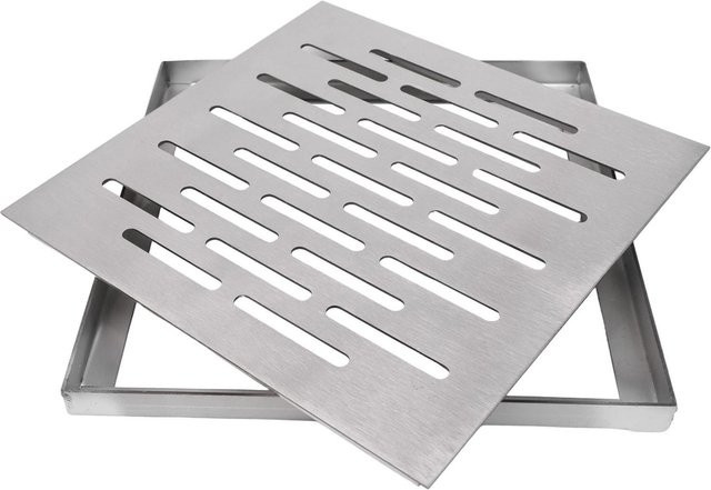 Rutschfestes Ablaufgitter aus Edelstahl mit Rahmen in Silber, B/T/H: 25 x 25 x 2 cm - Bild 1