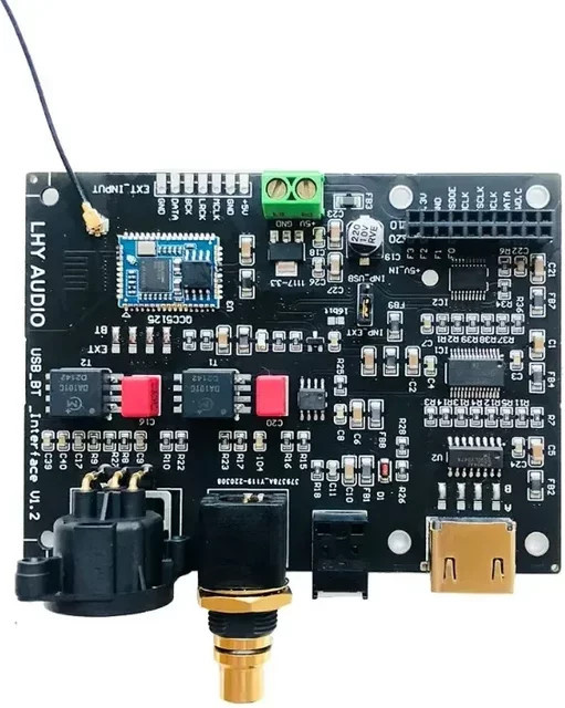 QCC5125 Bluetooth 5.1 Digitale Audio Ausgangsmodul mit I2S, Koaxial, Faser, SPDIF, AES und USB Schnittstelle in Schwarz - Bild 1