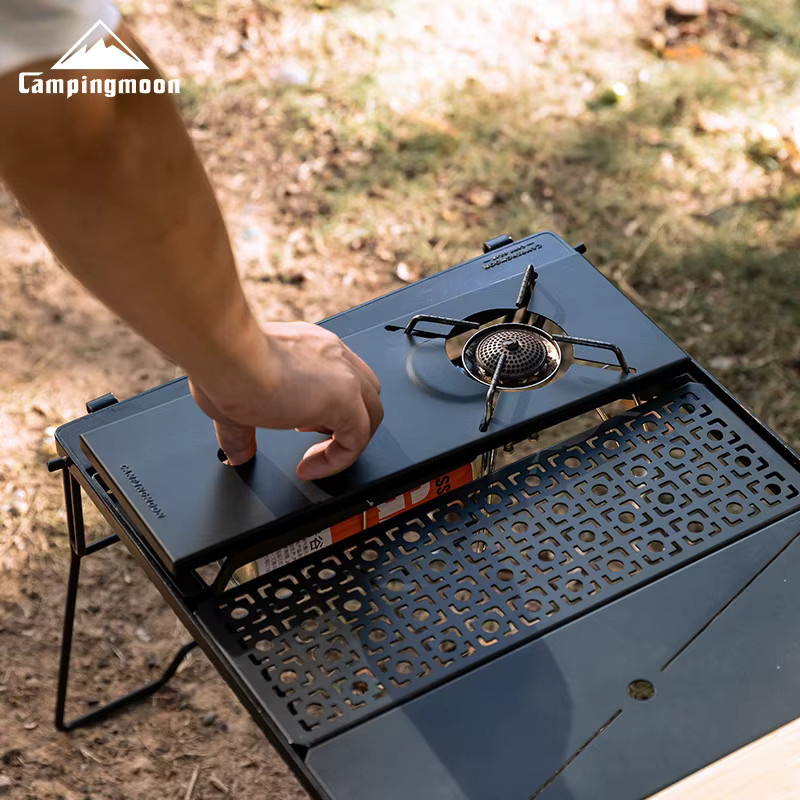 CAMPINGMOON GT-12 Spider Stove Halbplatten-Kochfeld aus Edelstahl in Schwarz mit Gasbehälterhalterung für IGT Tische - Bild 2