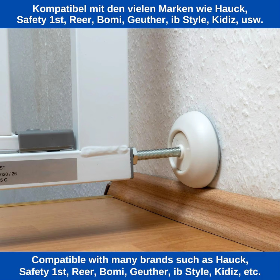 Two Dads Babygitter-Wandpolster, 4 Stück rutschfeste Eckschutzkappen für Schienen und Zäune in Weiß - Bild 3