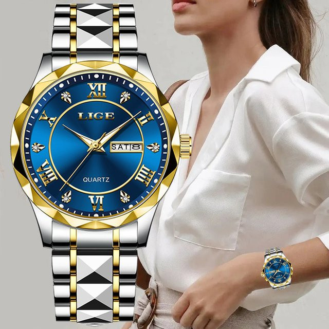 LIGE Armbanduhr Edelstahl, Gold, Analoguhr, Damen - Bild 1