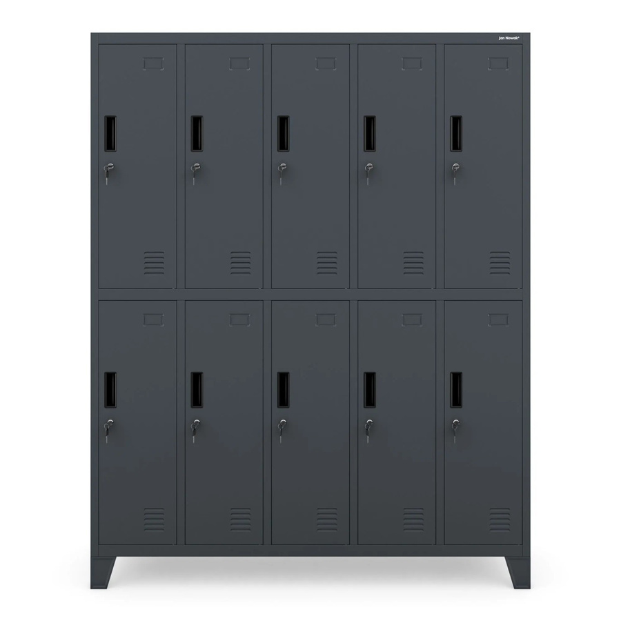 Jan Nowak Metallspind Umkleideschrank mit 10 Fächern in Anthrazit, B/T/H: 136 x 45 x 172 cm, mit Belüftung und Zylinderschlössern - Bild 2