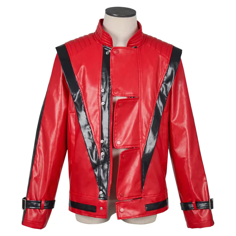 Cosfans Michael Jackson Thriller Grusel-Kostüm, Rote Lederjacke, Unisex - Bild 2