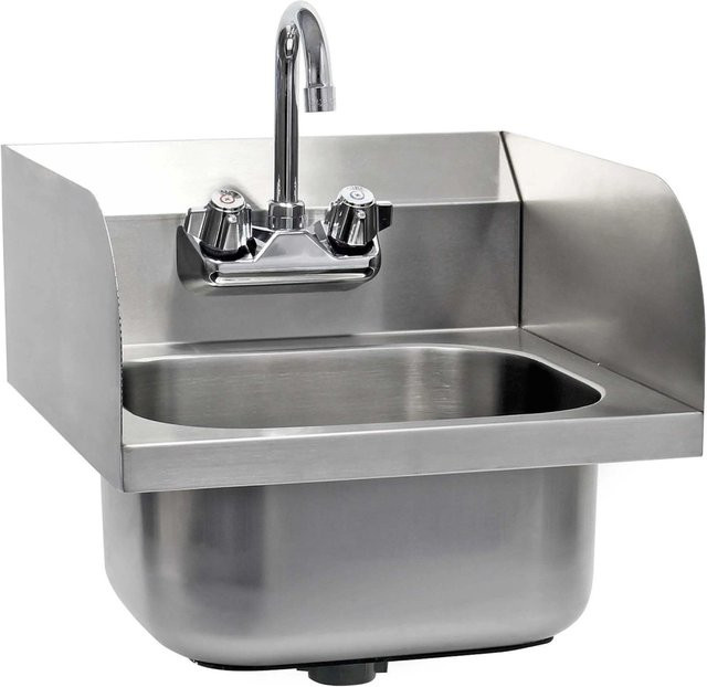 Xpotool Gastro Handwaschbecken aus Edelstahl in Silber, quadratisch und wandmontiert - Bild 1