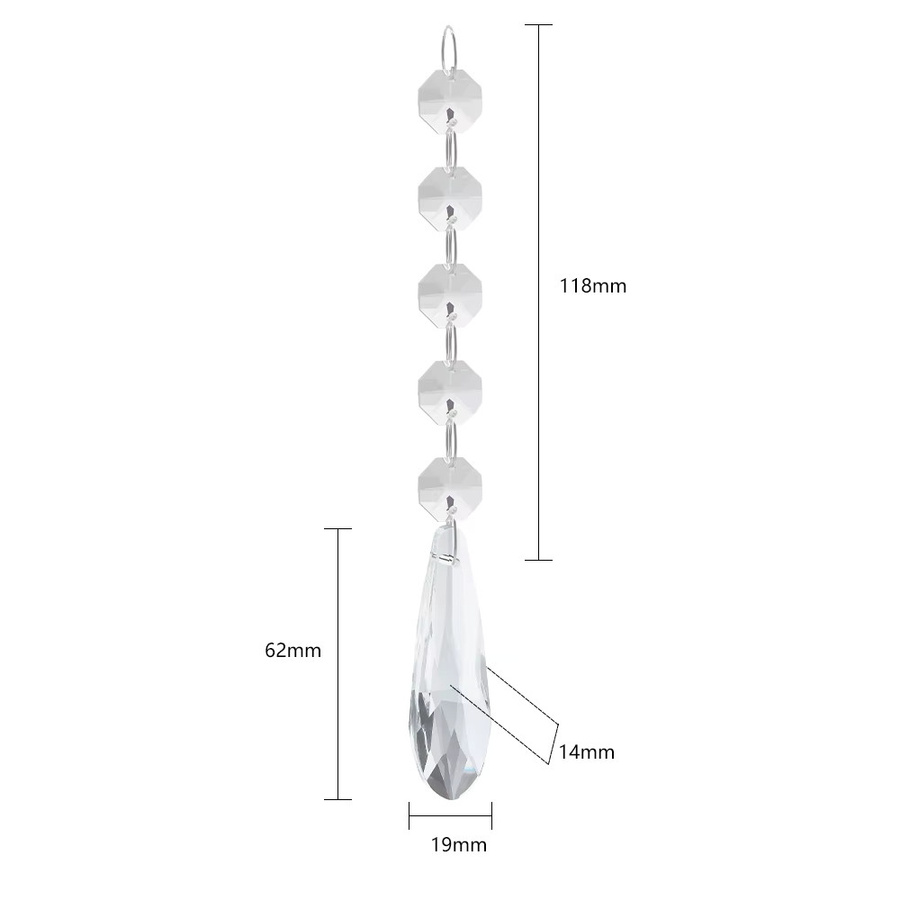 ZhuBI Kristall-Anhänger in Achteck-Form, transparente geometrische Glas-Perlen für Traumfänger und Dekorationen, 50 mm - Bild 2