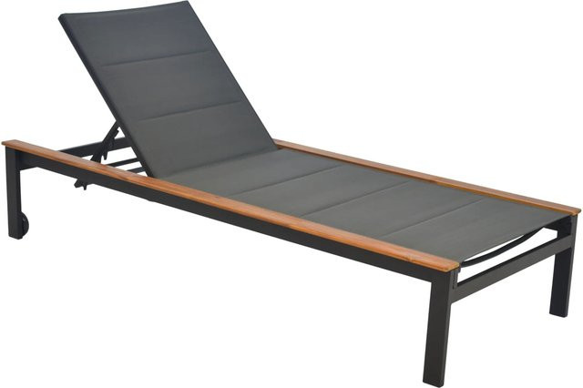 Merxx Sonnenliege Paxos aus Aluminium, Akazienholz und Textil in Anthrazit - Bild 1