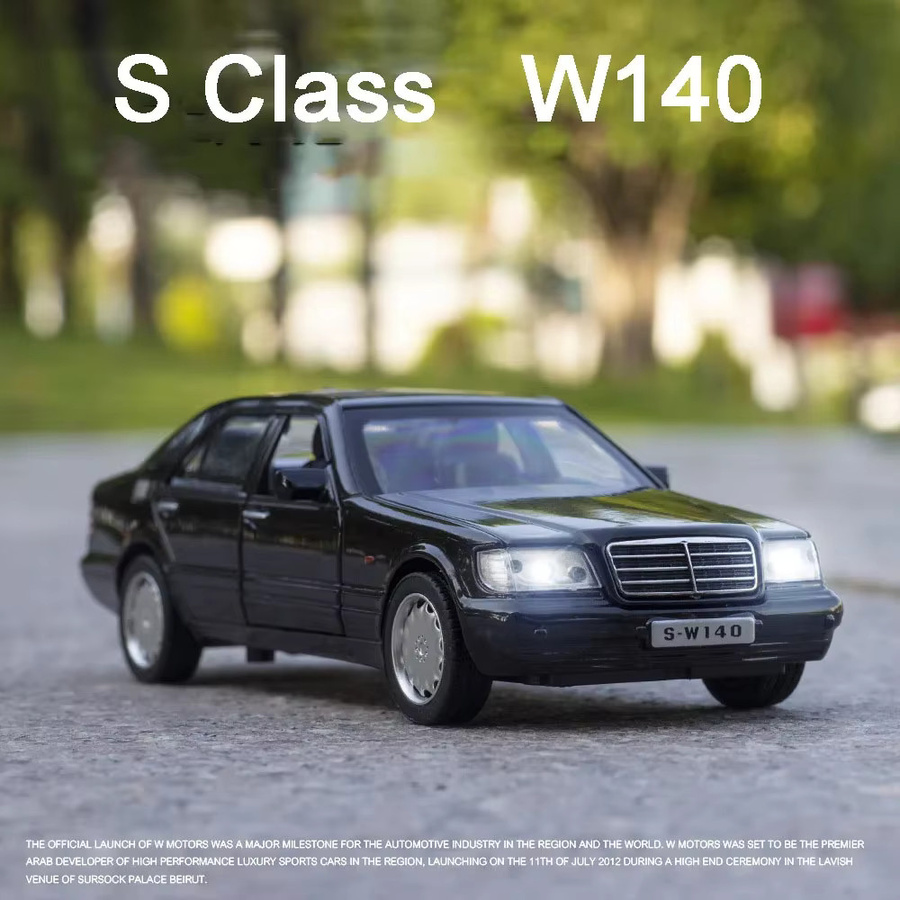 S-W140 Legierung Diecast Auto Modell, 1:32, Metall, Kunststoff, Gummi, Zurückziehen Funktion - Bild 2