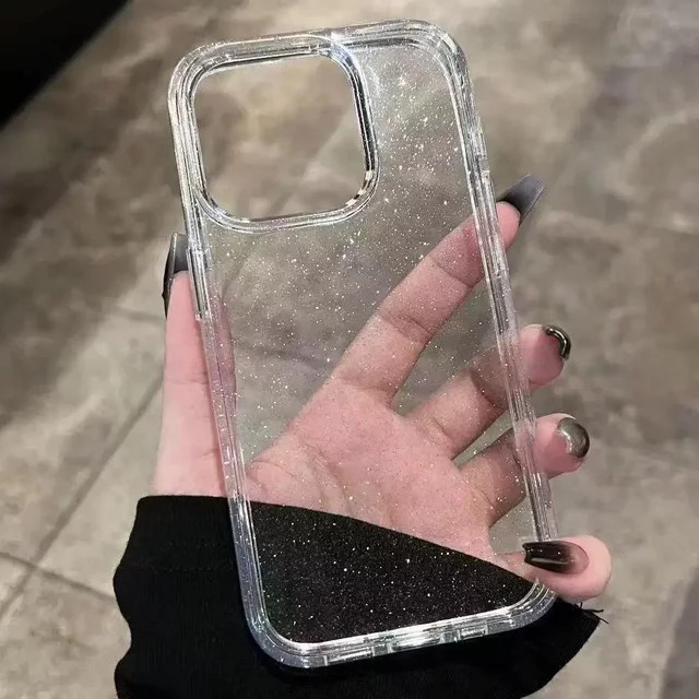 Transparente Handyhülle mit glitzerndem Sternenhimmel-Muster für iPhone 11 bis iPhone 17 Pro Max und Air - Bild 1