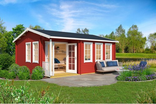Lasita Blockbohlenhaus Sri Lanka Gartenhaus mit Satteldach in Rot, B/H/T: 600 x 285 x 321,8 cm - Bild 1