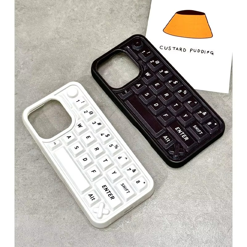 Luxuriöse Tastatur-Handyhülle für iPhone 16, 15, 14, 13, 12 Pro Max mit 3D-Soft-Coque in Weiß - Bild 2