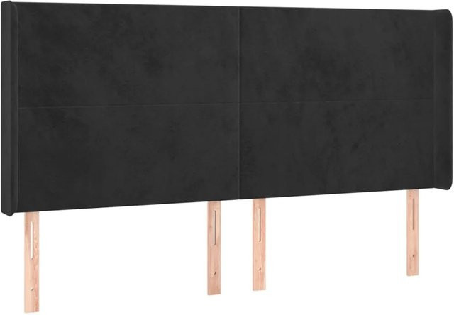 vidaXL LED Kopfteil aus Samt in Schwarz mit USB-Ladeport und integrierter Beleuchtung, B: 163 cm, T: 16 cm, H: 118/128 cm - Bild 1