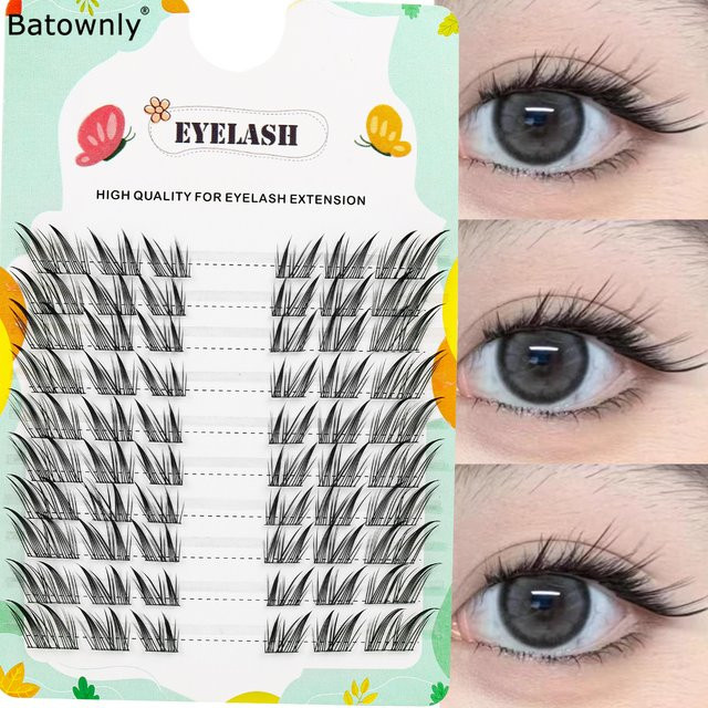 Batownly Manga Lashes Einzelwimpern, Schwarz, 60 Stück, Natürlich - Bild 1