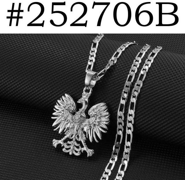 Anniyo Halskette mit Polen-Symbol-Adler-Anhänger, 60cm, grau, Unisex - Bild 1