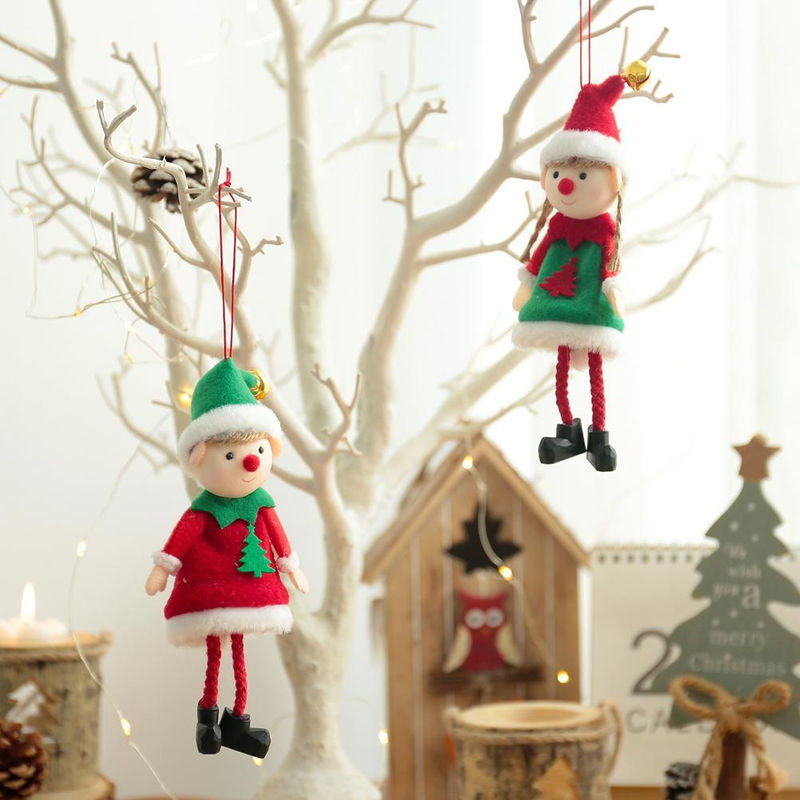 2er-Set CosyHome Weihnachts-Elfen als Plüschfiguren, mehrfarbige Hängeornamente aus Textil für die Weihnachtsdekoration - Bild 6