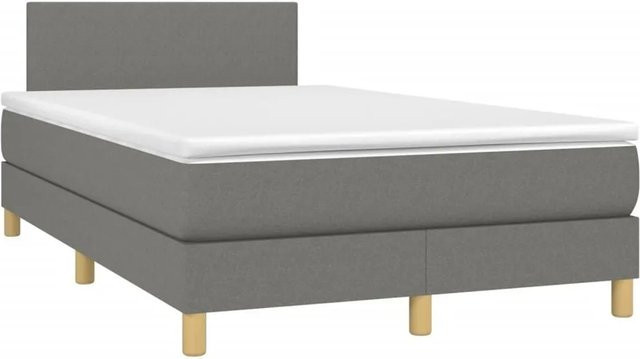 vidaXL Boxspringbett mit Matratze und LED-Unterbettbeleuchtung in Dunkelgrau, Hybrid-Bett mit USB-Ladeanschluss und Taschenfederkern, B/T: 120 x 190 cm - Bild 1