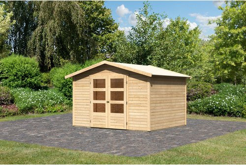 KARIBU Gartenhaus Amberg aus Holz in Beige, B/H/T: 305 x 217 x 246 cm - Bild 1