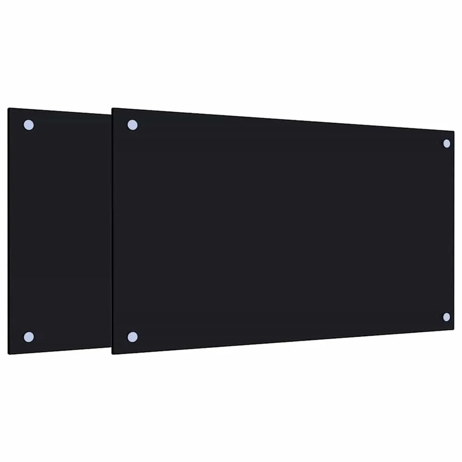 vidaXL Küchenrückwände aus Hartglas, 2 Stück, Schwarz, B/H: 70 x 40 cm - Bild 2
