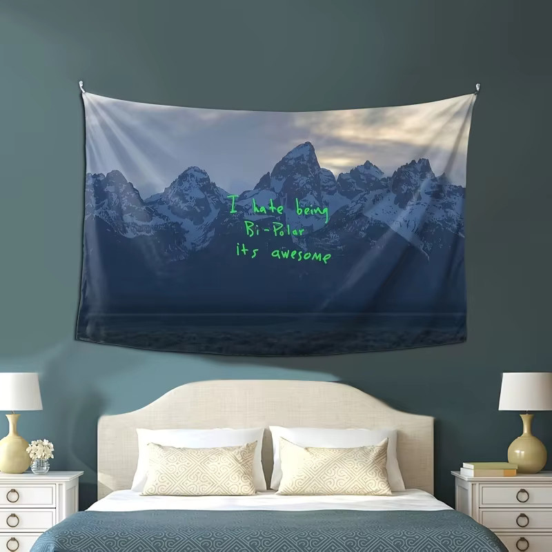 VIKAMA Wandteppich im Grand Teton Design mit Kanye West Ye Album-Cover Motiv in Blau für deine Hip-Hop Wandgestaltung - Bild 4