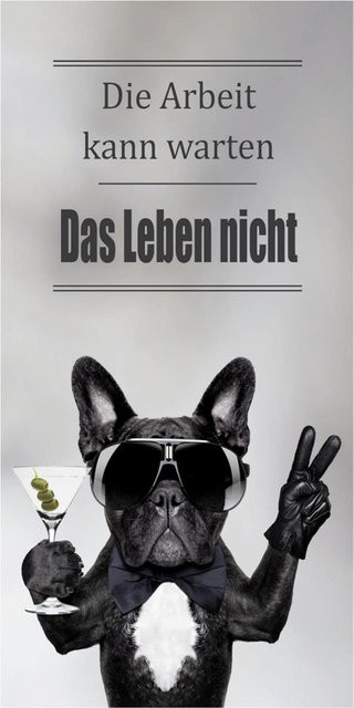Bönninghoff Keilrahmenbild Hund in Grau mit Typografie und Grafik, Breite: 20 cm, Höhe: 40 cm - Bild 1
