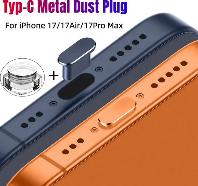 Apple Metall-Staubschutzstecker USB-C in Silber für iPhone 17 Pro Max und iPhone 17 Pro - Bild 1