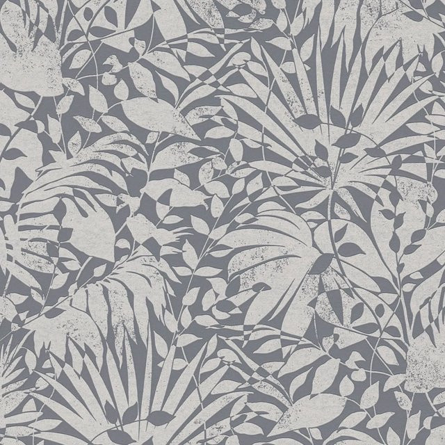 PROFHOME Luxus Tapete Floral Metallic Effekt in Grau und Silber, Vlies-Tapete mit botanischem Muster, Breite: 0,53 m, Länge: 10,05 m - Bild 1