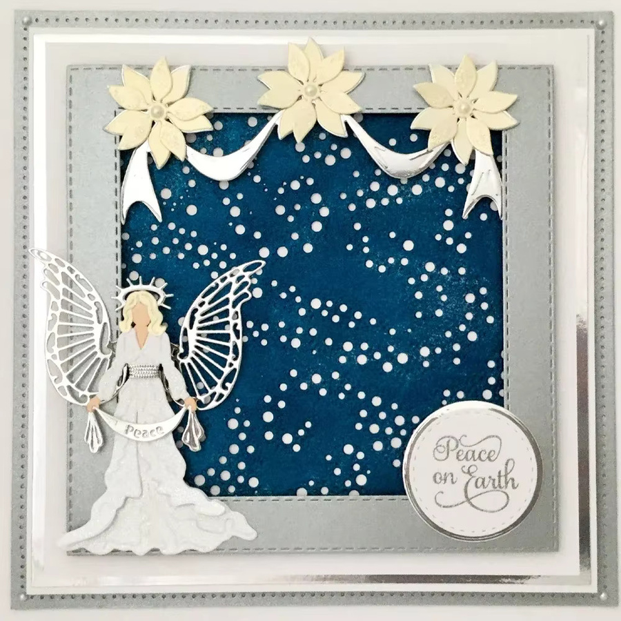 Metall Stanzform Kreis Gitter Hintergrund Retro Rahmen für DIY Scrapbooking und Weihnachts-Handwerk in Silber - Bild 2