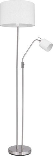 Globo Lighting Stehleuchte Ava in Nickel matt und Silber mit Textilschirm, Höhe: 175 cm - Bild 1