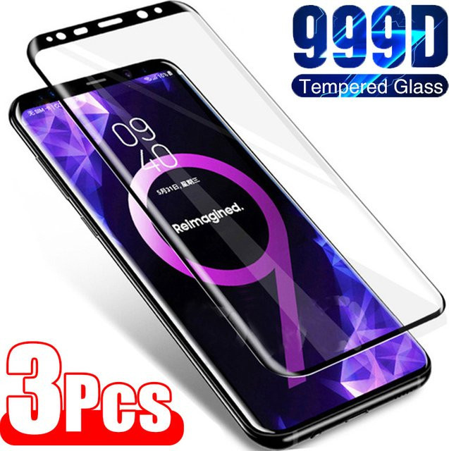 3er-Pack gebogenes gehärtetes Glas Displayschutzfolie für Samsung Galaxy S23 Ultra S22 S21 S20 S10 S9 S8 Plus und Note 20 Ultra, transparent - Bild 1