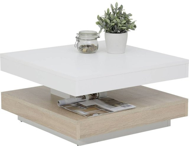 Hela Couchtisch ANDY in Weiß und Eiche Sonoma aus Holzwerkstoff, B/H/T: 67 x 35 x 67 cm - Bild 1
