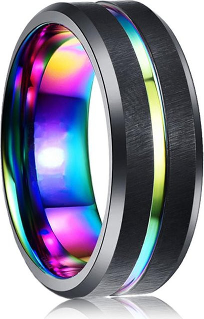 YIRAN Ring Edelstahl, Schwarz, 8mm, Unisex - Bild 1