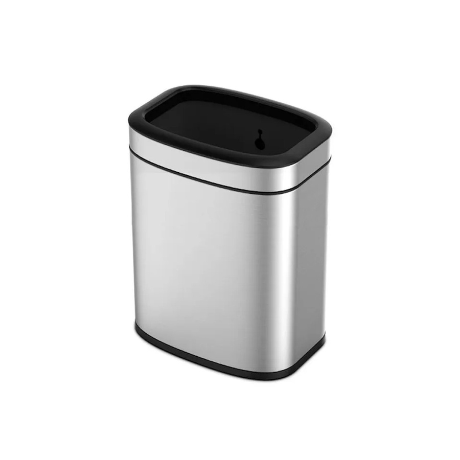 PROREGAL Rechteckiger Abfalleimer aus gebürstetem Edelstahl mit offener Einwurfsöffnung, Silber, H x B x T: 43 x 35,5 x 22,5 cm, 20 Liter - Bild 2