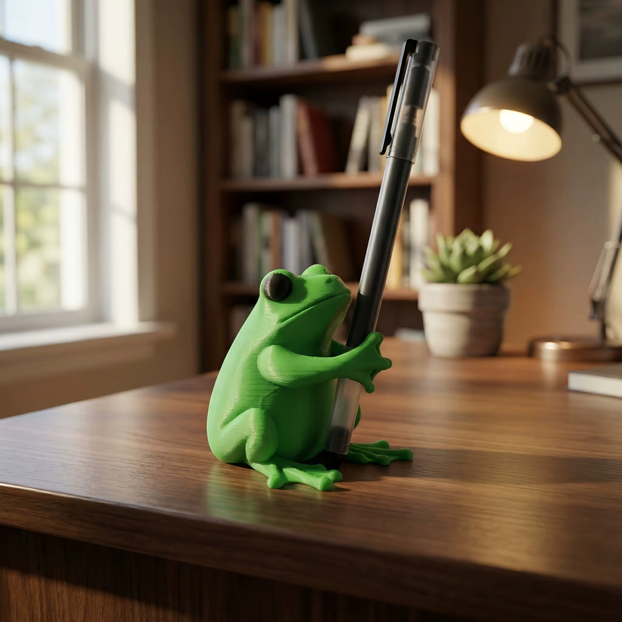 Grüner Frosch-Stifthalter aus Kunststoff im 3D-Design als lustige Schreibwaren-Aufbewahrungsbox für deinen Schreibtisch - Bild 5
