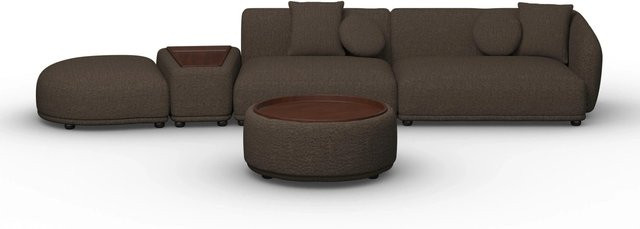 Bessagi Home Wohnlandschaft Kira Chenille Braun L-Form mit Sitzhöhe: 41 cm, Breite: 410 cm, Tiefe: 108 cm, Höhe: 71 cm - Bild 1