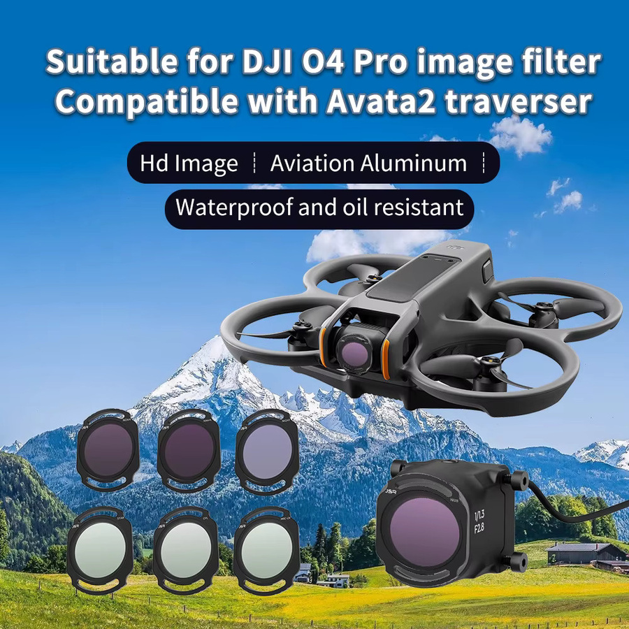 DJI Avata 2 und DJI O4 Air Unit Pro Objektivfilter-Set mit Glas UV CPL Star Night ND Filter und Kappe in Schwarz - Bild 2