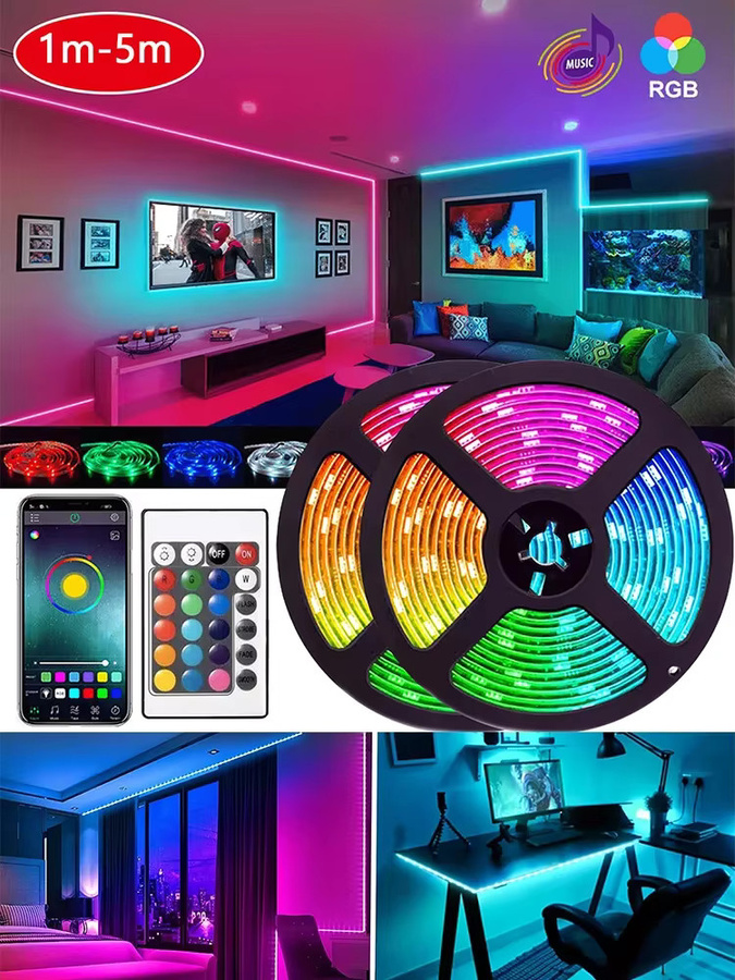 Saimili Smart RGB LED Gaming Licht Streifen mit Musik-Sync und Fernbedienung, USB Multicolor Hintergrundbeleuchtung für TV und Gaming Zimmer - Bild 7
