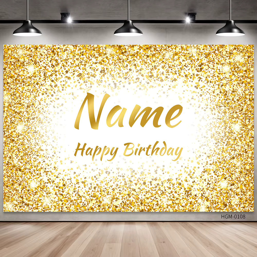 Personalisierbares Party Banner von Sylvia Home in Gold oder Silber für Geburtstag, Jahrestag oder Babyparty als Fotohintergrund - Bild 2