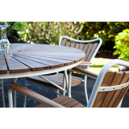 Cinas Gartenmöbelset Ellen aus Teakholz und Aluminium, 6-teilig mit 5 Sitzplätzen, braun und weiss - Bild 3