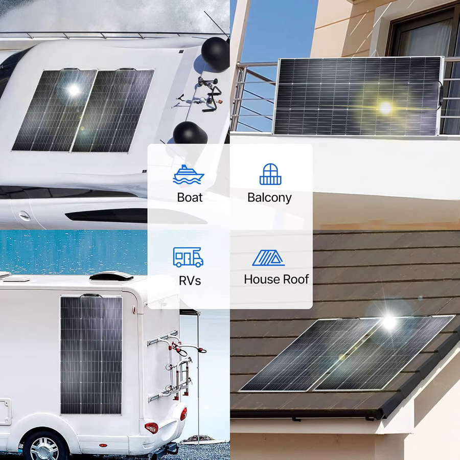 JINGYANGPV 2er Set Flexible Monokristalline Solarpanels 250W (2x 125W) 12V in Schwarz für Wohnmobil, Boot und Camping - Bild 6