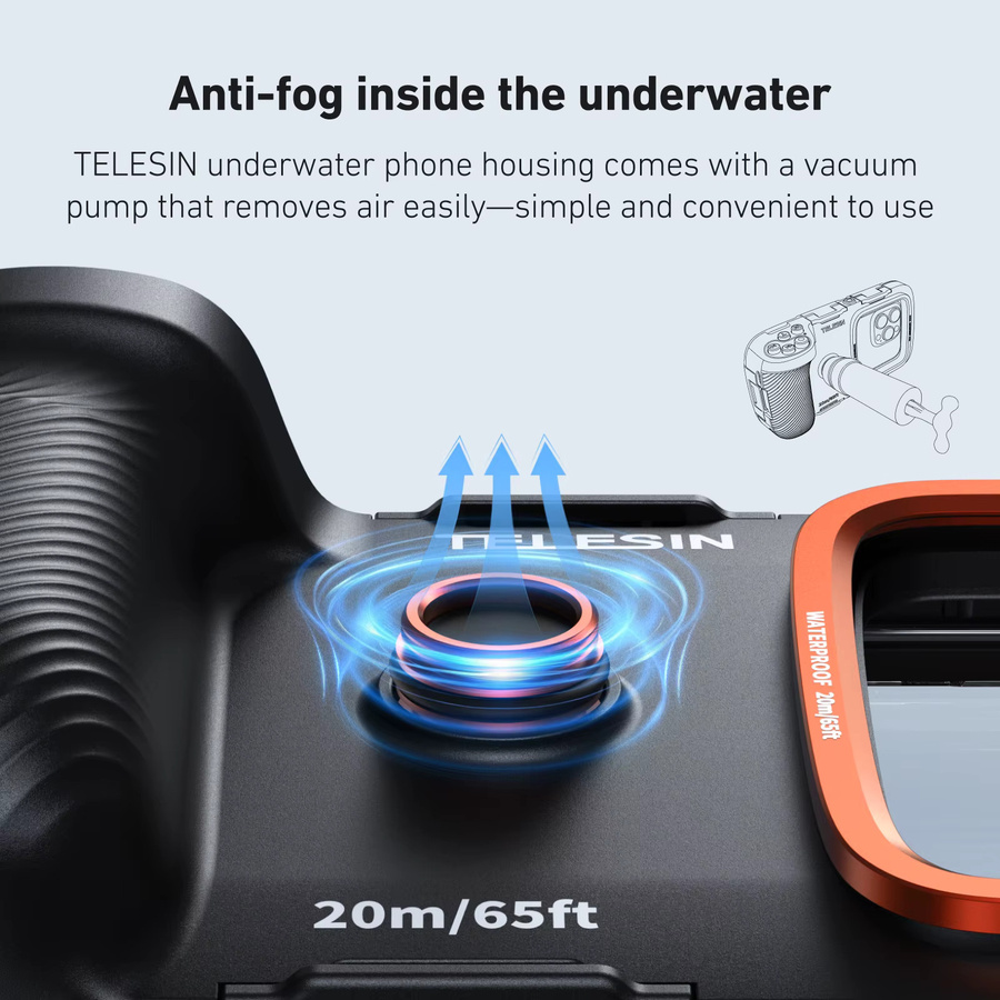 TELESIN Universelles Unterwasser-Tauchgehäuse für Smartphones mit Griff, Schwarz - Bild 4