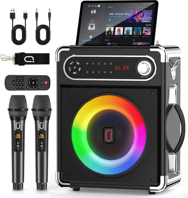 FanFun S55 Bluetooth-Lautsprecher in Schwarz, IPX5 wasserdichte tragbare Party-Boombox mit tiefem Bass und 3600 mAh Akku - Bild 1