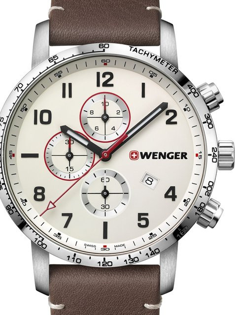 Wenger Attitude Chronograph, Quarz, Edelstahl, Leder, 44 mm, Herren - Bild 1