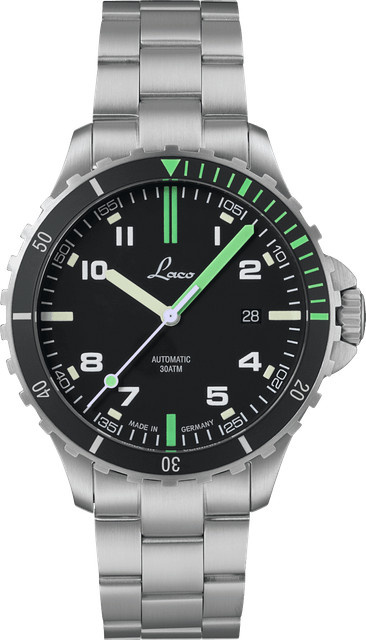 Laco Armbanduhr Edelstahl, Automatik, Schwarz, 42 mm, Saphirglas - Bild 1